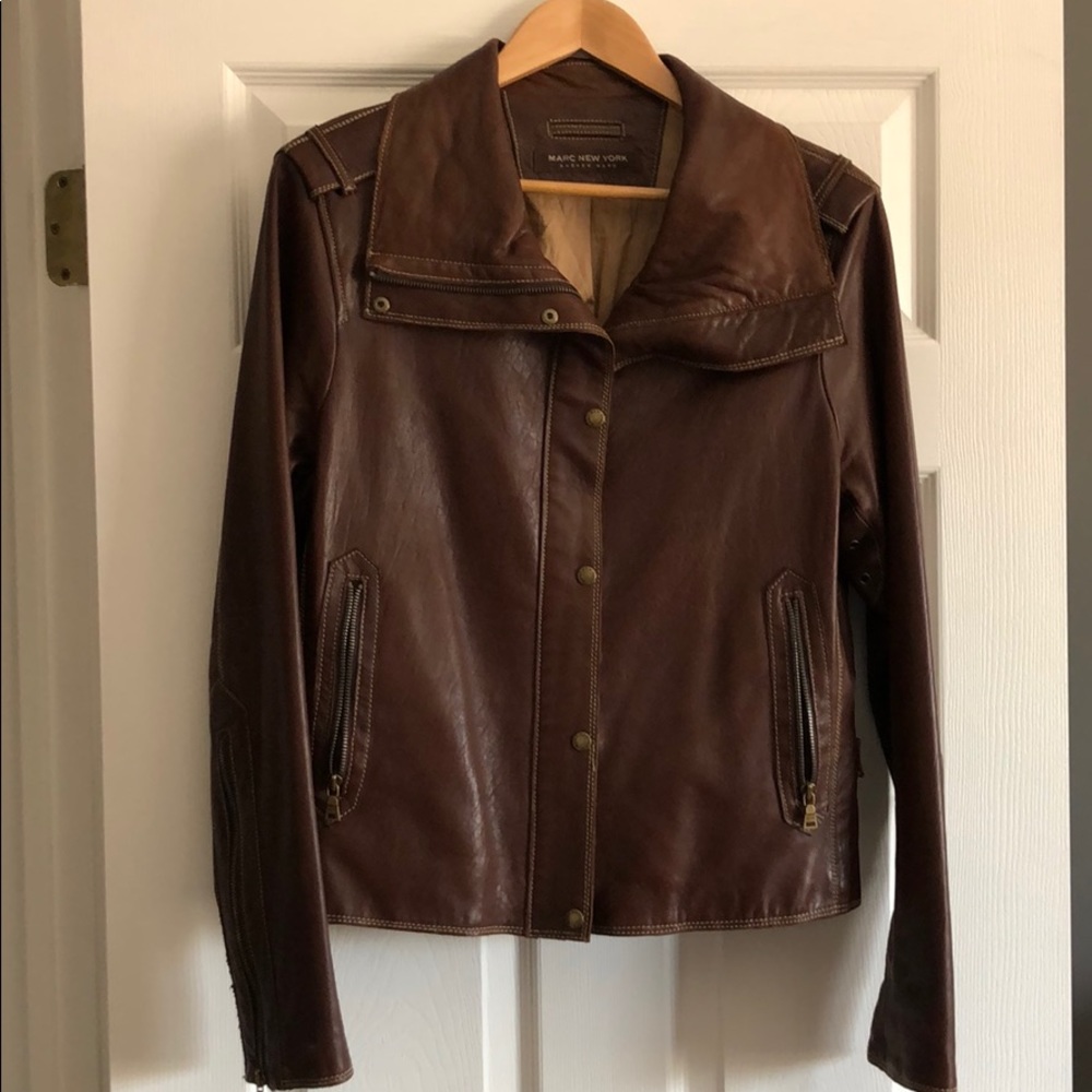 Brown leather jacket